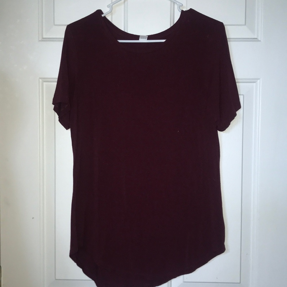 dark red stretchy cotton blouse
